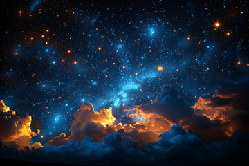 A night sky adorned with an array of shimmering stars, a celestial spectacle. Generative Ai.