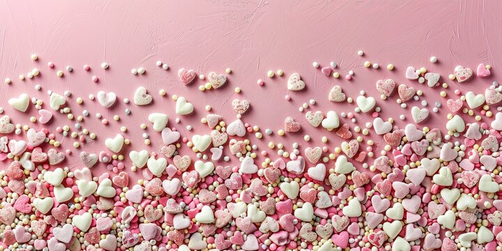 Colorful confetti, sprinkles, baking ingredients, cream, background, wallpaper.