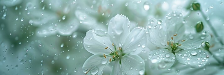 rainy flowers in the style of motion blur panorama Generative AI