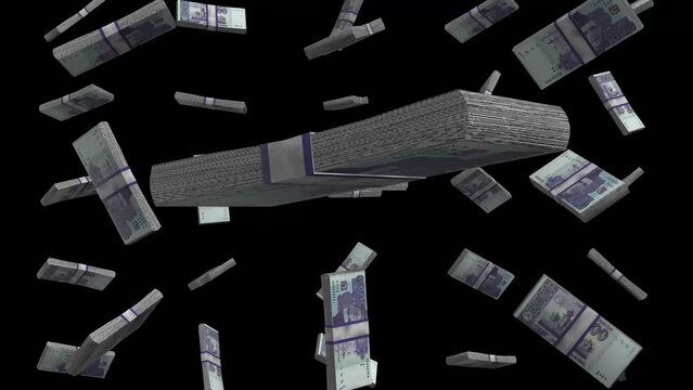 1000 Rupees - Pakistan Falling Animation Stacks Of Money