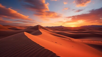 Sand dunes in the Sahara desert at sunset, Morocco, Africa - obrazy, fototapety, plakaty