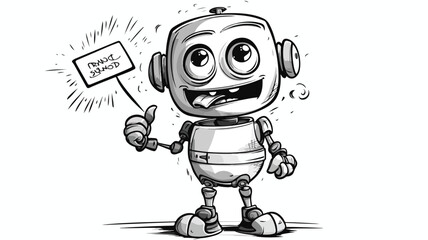 Obraz na płótnie Canvas Cartoon robot with speech bubble freehand draw cartoon