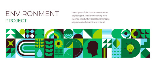 Environment, ecology, Earth day concept design. Banner, poster, abstract background in modern geometric style