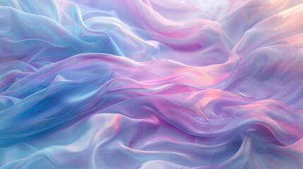 Obraz premium Ethereal wavy texture in pastel colors for calming background. Serene abstract waves in blue and pink for artistic design. Soft digital waves in pastel hues for creative background inspiration.
