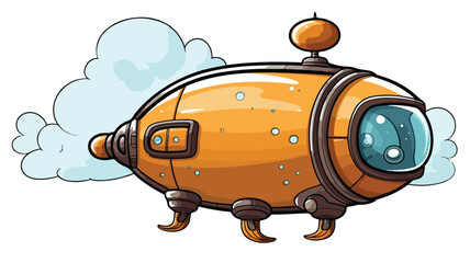 Cartoon spaceship with speech bubble freehand draw 