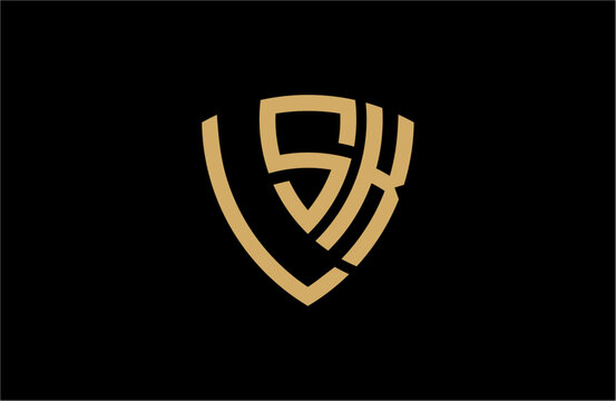 LSK creative letter shield logo design vector icon illustration
