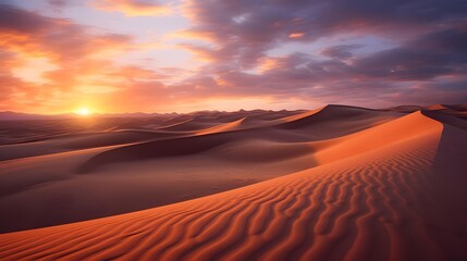 Fototapeta na wymiar Panorama of the Sahara desert at sunset. Morocco. Africa.