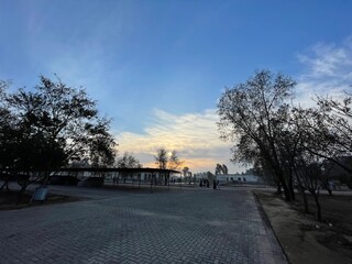 Sky , Sun set, Trees, Clouds, Sun