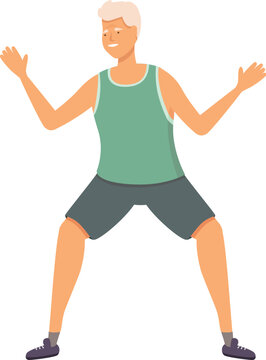 Ready for ball icon cartoon vector. Senior person play basketball. Happy workout