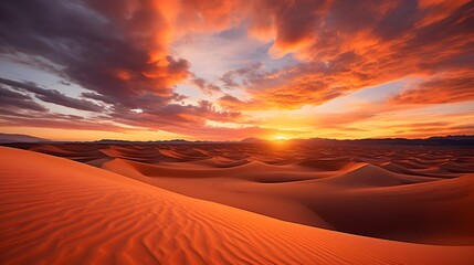 Fototapeta na wymiar Panoramic view of sand dunes at sunset in the desert