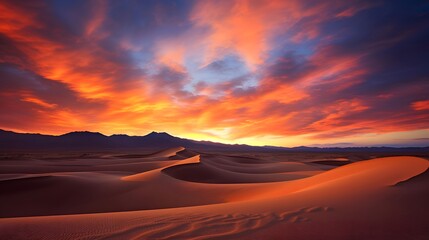 Fototapeta na wymiar Panoramic view of sand dunes at sunset in Death Valley National Park