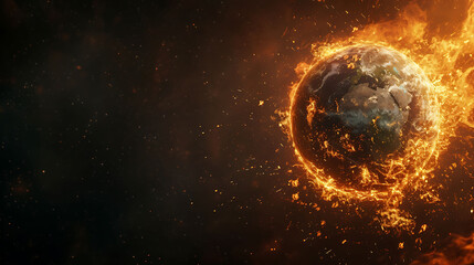 Obraz na płótnie Canvas Burning Planet Earth represents climate change