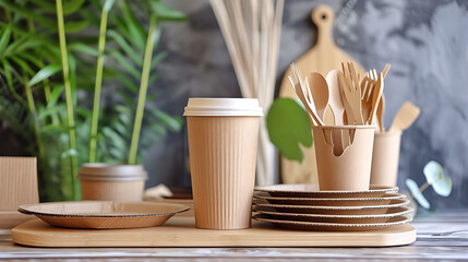 Different eco-friendly disposable kraft paper tableware