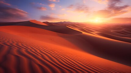 Sunset over the sand dunes of the Sahara desert in Morocco - obrazy, fototapety, plakaty