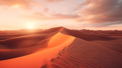Fototapeta na wymiar Sand dunes in the Sahara desert at sunset. 3d render