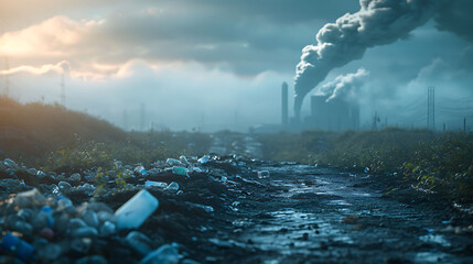 Global Warming and human waste ,Pollution Concept - Sustainability - obrazy, fototapety, plakaty