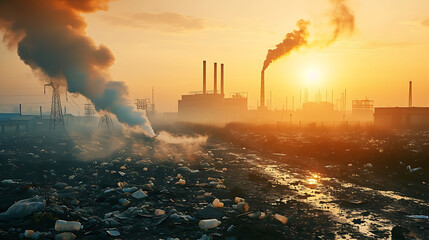 Fototapeta premium Global Warming and human waste ,Pollution Concept - Sustainability