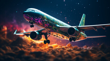 Obraz premium World Heritage Day, airplane sky planet world Earth fly aeroplane technology clouds, tourism journey skyline turbine, freedom view high