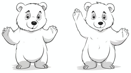 Cartoon waving bear freehand draw cartoon vector 