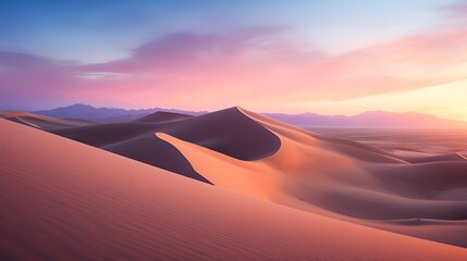 Fototapeta na wymiar Panoramic view of sand dunes at sunrise, Namib desert, Namibia