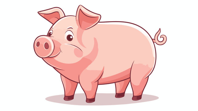 Chart piggy Bank pink pig freehand draw cartoon vector