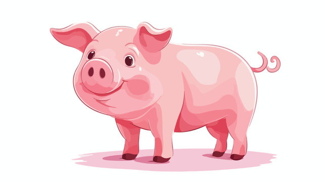 Chart piggy Bank pink pig freehand draw cartoon vector