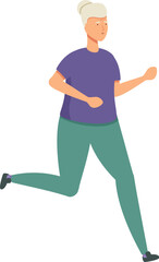 Fototapeta na wymiar Running senior woman icon cartoon vector. Character exercise. Training jogging