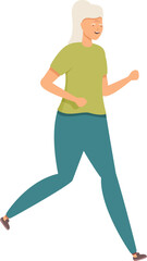 Fototapeta na wymiar Happy female running icon cartoon vector. Workout training. Happy sport person