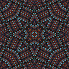 Fototapeta premium Seamless woven star pattern of stripes and lines. Square abstract pattern.