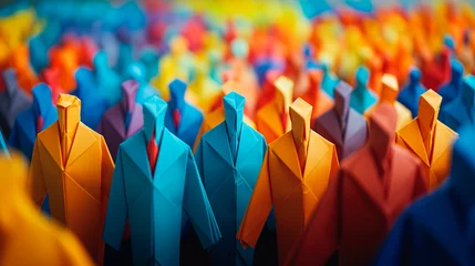 Foto op Canvas Grupo de personas  de origami en colores vivos © VicPhoto