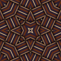 Fototapeta premium Seamless woven star pattern of stripes and lines. Square abstract pattern.