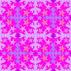 Cartoon animals seamless starfish pattern for fabrics and linens and wrapping paper and summer print