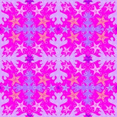 Cartoon animals seamless starfish pattern for fabrics and linens and wrapping paper and summer print
