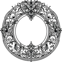 Obraz premium frame decoration, in continuous line drawing minimalist style, baroque frame, art deco frame, art nouveau frame , victorian frame ,