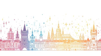 Obraz premium Artistic illustration of Prague city. Czech Republic in Europe.