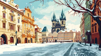 Poster Artistic illustration of Prague city. Czech Republic in Europe. © Joyce