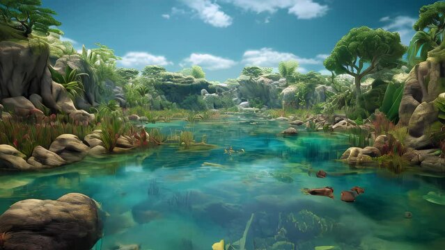 10,000 BC forest habitat for variety of creatures and vegetation, floor blanketed by thick layer of leaves, twigs, and toppled trees. AI-generated