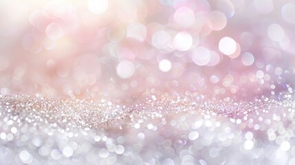 Ethereal beauty backdrop featuring glitter and soft bokeh in pastel metalic tones.