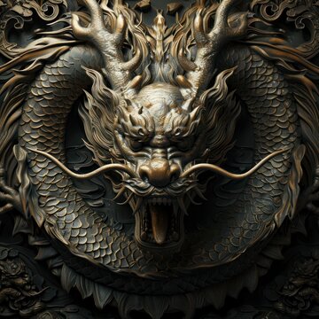 Chinese zodiac dragon as the mythical animal in Eastern Asia culture. 3D rendering.