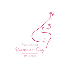 March 8 greeting card. Background template for International Women's Day. Vector illustration.
