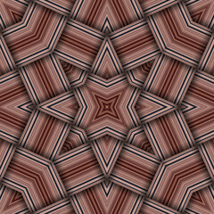 Seamless woven star pattern of stripes and lines. Square abstract pattern.