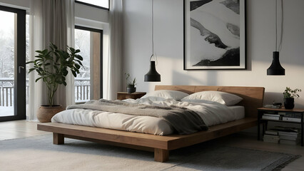 Obraz premium bedroom with bed and pillows