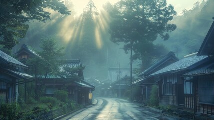 beautiful, clean and tidy traditional Japanese local village of Japan, one of the most visit...
