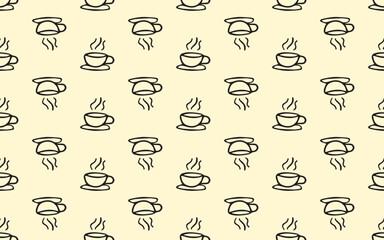 seamless pattern. doodle pattern. a pattern for textiles. textile. package. package. print. background. colored background. beautiful pattern style. coffee. a cup of coffee.