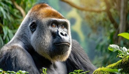 Naklejka premium Gorilla in the jungle