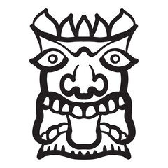 Wooden Tiki mask drawing vector illustration