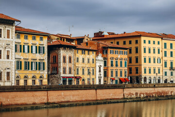 Pisa, Italy - 30 December 2023: Pisa city center, Tuscany region, central Italy