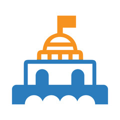Obraz premium Architectural, building, flag, Government building, federal building icon