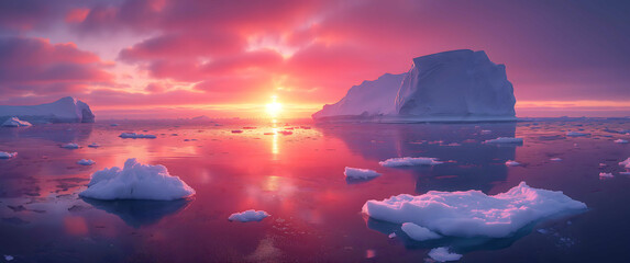 Ice sheets melting in the arctic ocean. - obrazy, fototapety, plakaty