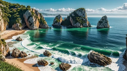 Fotobehang sea, beach, island, water, ocean,Generative  AI © AI machine